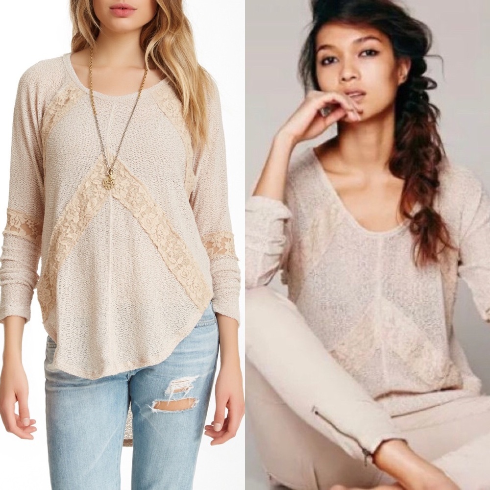 Free People Flying V Hacci sweater- EUC - Picture 2 of 8
